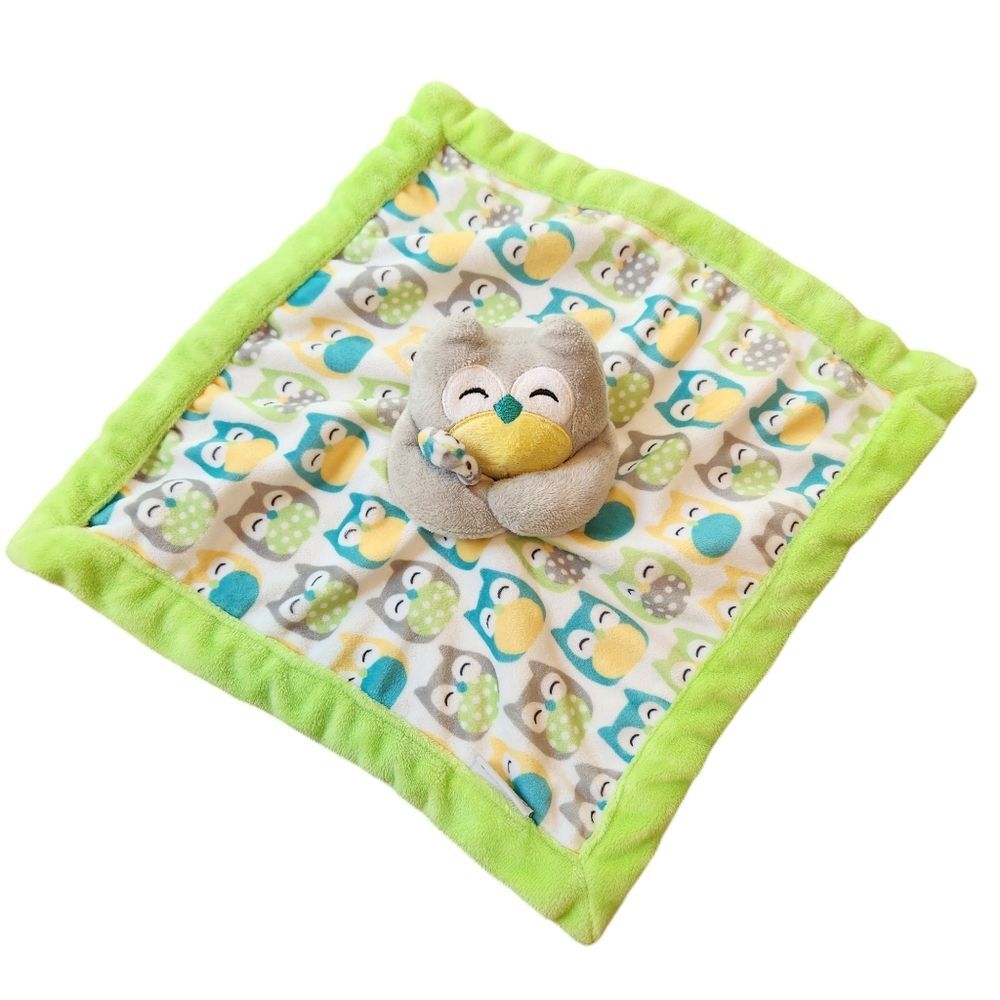 Carter's Owl Lovey Security Blanket Plush Soother Green/Gray/Yellow/White/Blue